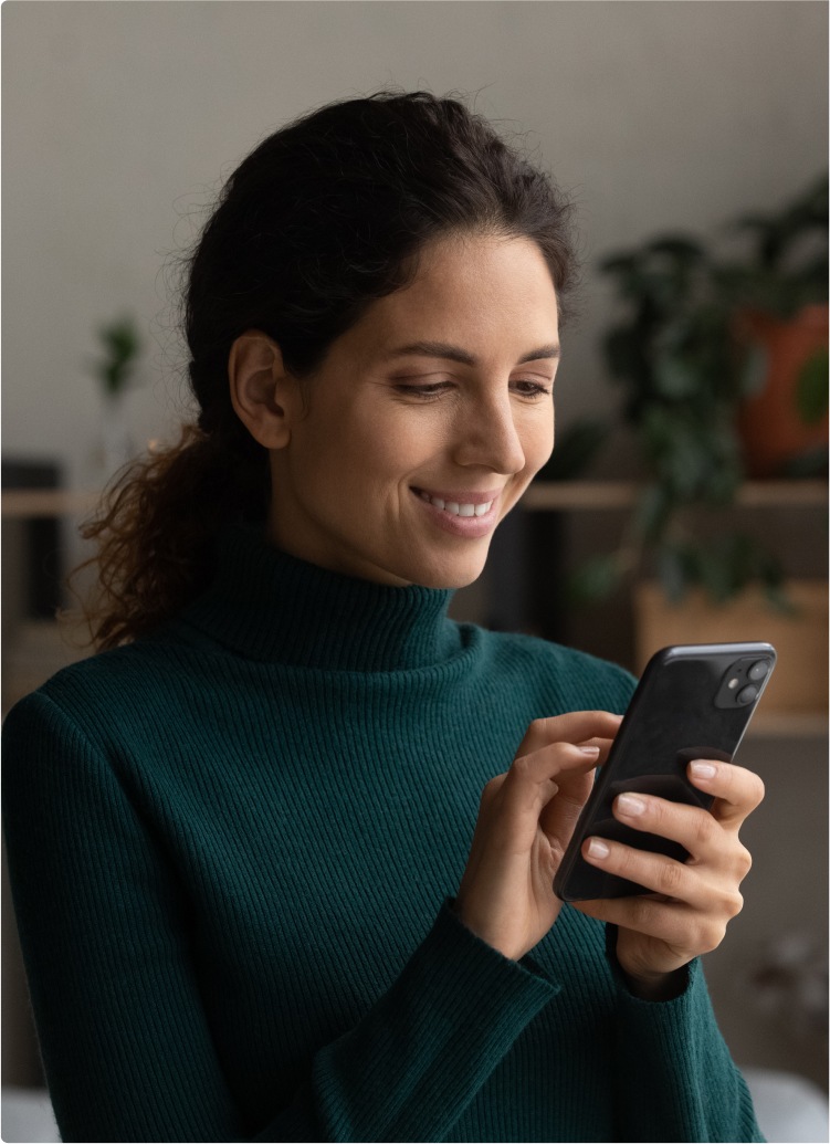 Woman using HAVEN app